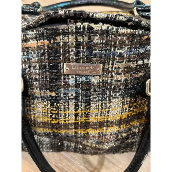 Kate spade Vintage Patent Trim Tweed Handle Bag with strap - Picture 4 of 11
